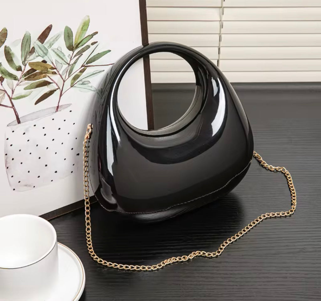 Previc Sculptural Oval Metallic Handbag