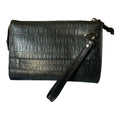 Genuine leather envelope clutch with crocodile embossed texture