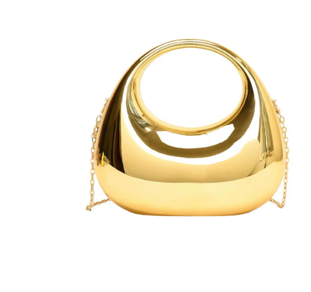 Previc Sculptural Oval Metallic Handbag