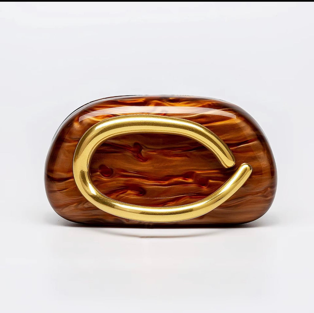 Previc Sculptural Seashell Acrylic Marble Clutch