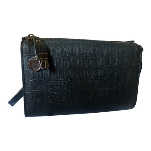 Genuine leather envelope clutch with crocodile embossed texture