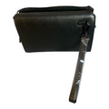 Genuine Structured large-capacity wristlet bag with side zipper and hand strap. Suitable for travel or office use.